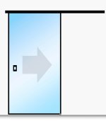 Drzwi szklane przesuwne z czarną ramką dookoła