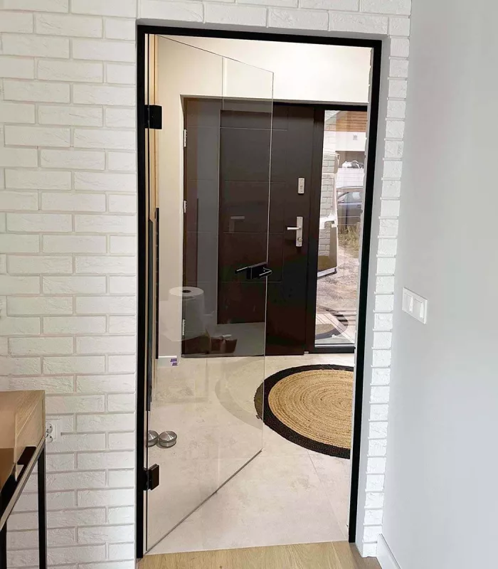 drzwi szklane w ościeżnicy