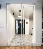 Drzwi szklane loftowe białe