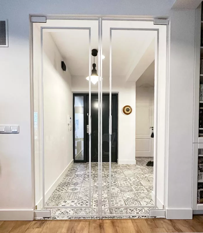 Drzwi szklane loftowe białe