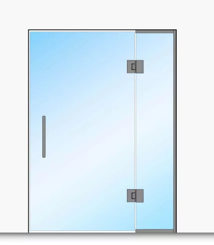 drzwi szklane z częścią stałą