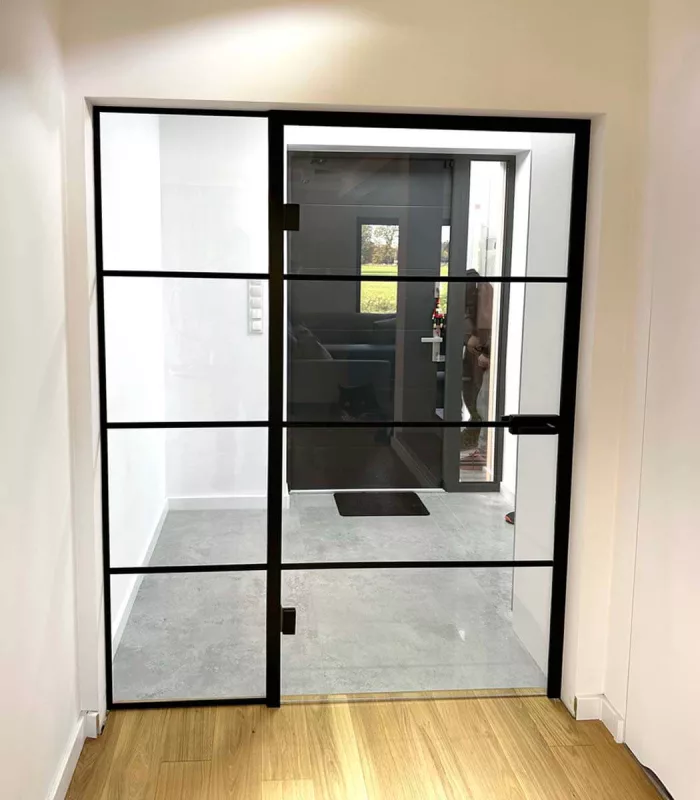 drzwi szklane okucia czarne 2 szprosy sklep